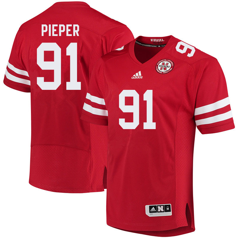 Men #91 Cameron Pieper Nebraska Cornhuskers College Football Jerseys Sale-Red